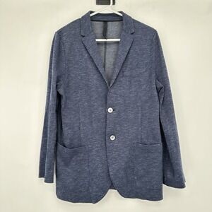 Harris Wharf London Men's Blue Cotton Knit Sport Coat Blazer Italy 48 Minimalist